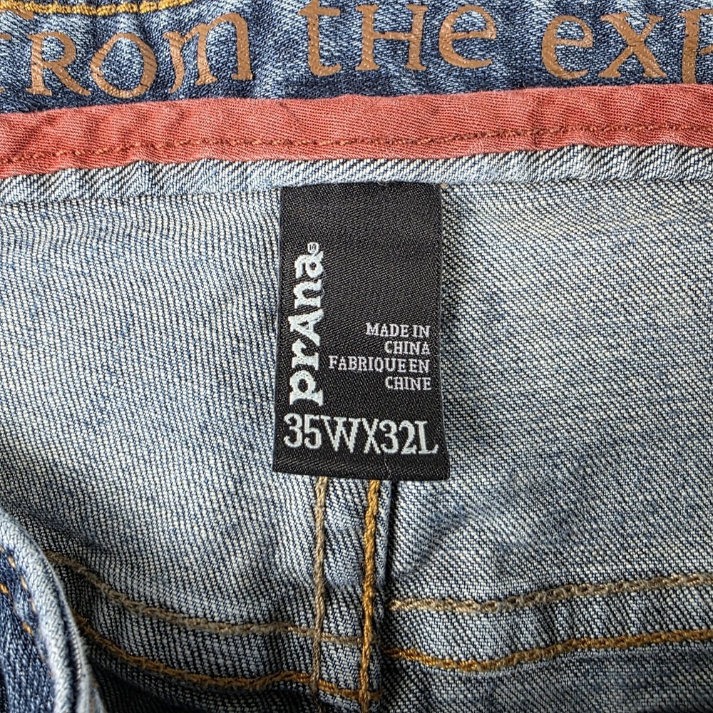 Prana‎ Jeans Straight Leg Men's 35x32 Blue Denim Medium Wash Organic Cotton Prep - Picture 8 of 15
